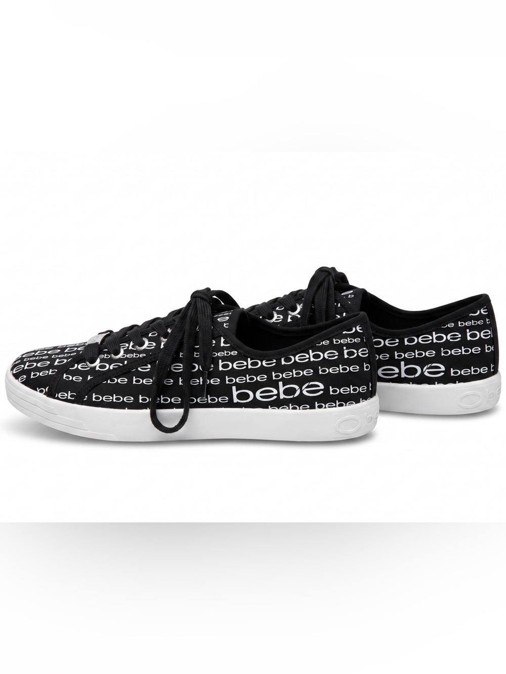 bebe Daylin Logo Print Black White Lace Up Sneakers Size 11
